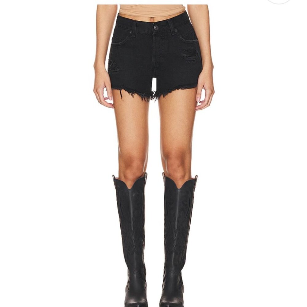 LOVERS + FRIENDS BLACK SUT OFF DENIM SHORTS